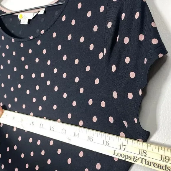 Boden Amelie Jersey Dress Polka Dot Black Pink Sz 10 petite 10P Office casual - Picture 7 of 11